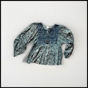 Sigrid Olsen Size Medium boho style blue patterned full sleeve top